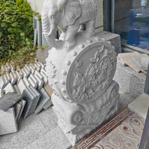 新余芝麻白抱鼓石 庭院抱鼓石